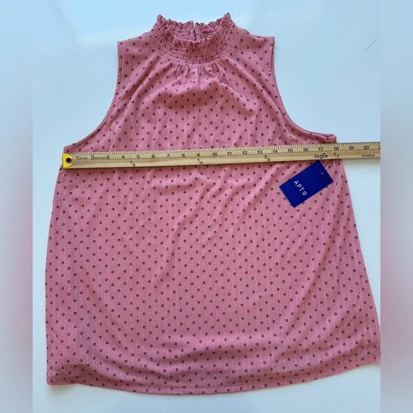 NWT Apt. 9 Pink Polka Dot High Neck Stretch Lined Sleeveless Blouse Size Small - Picture 6 of 9